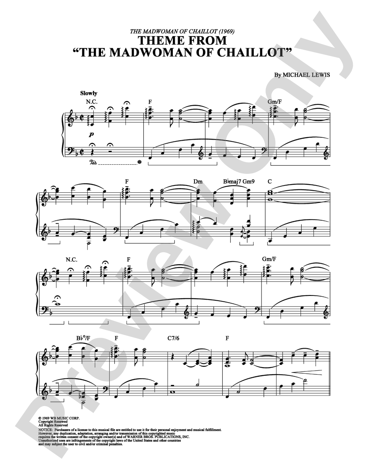The Madwoman of Chaillot: Piano Digital Sheet Music