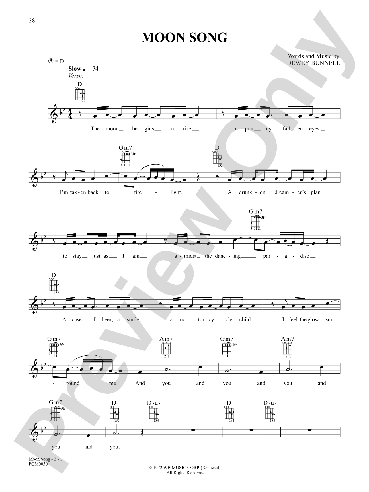 Moon Song: Interm./Easy Guitar TAB