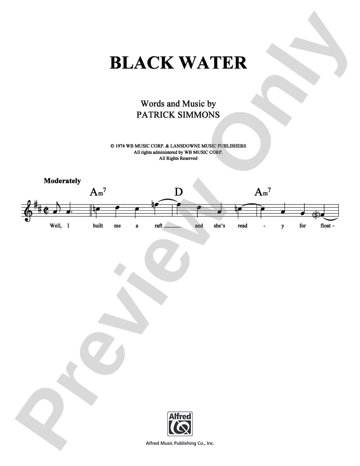 Black Water: Lead Sheet Digital Sheet Music