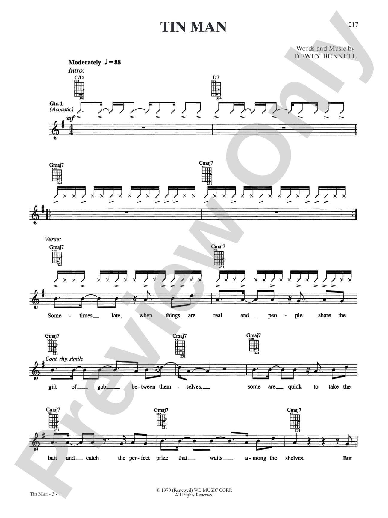 Tin Man: Authentic Guitar TAB