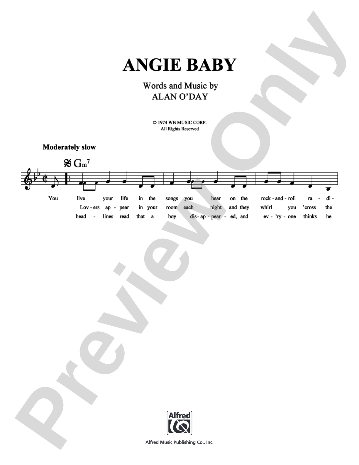 Angie Baby: Lead Sheet Digital Sheet Music