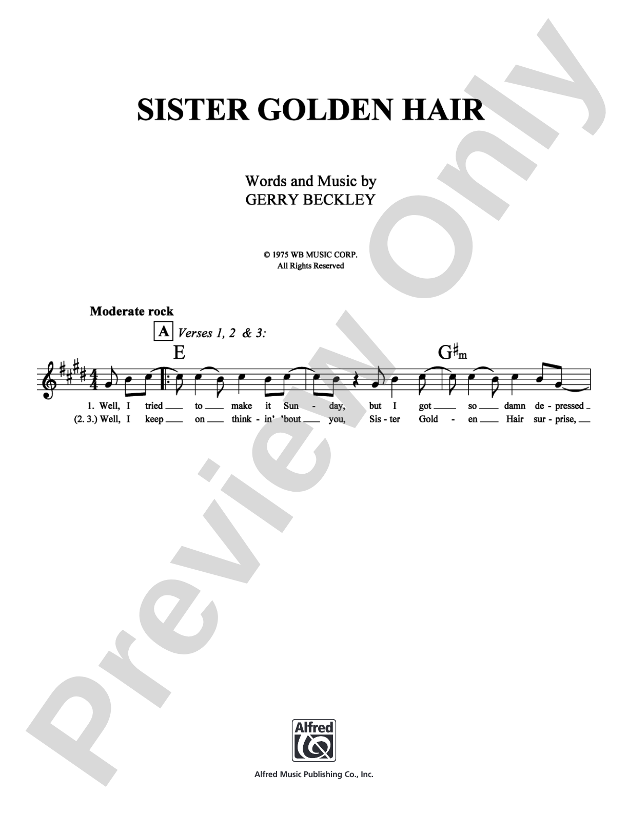 Sister Golden Hair: Lead Sheet Digital Sheet Music