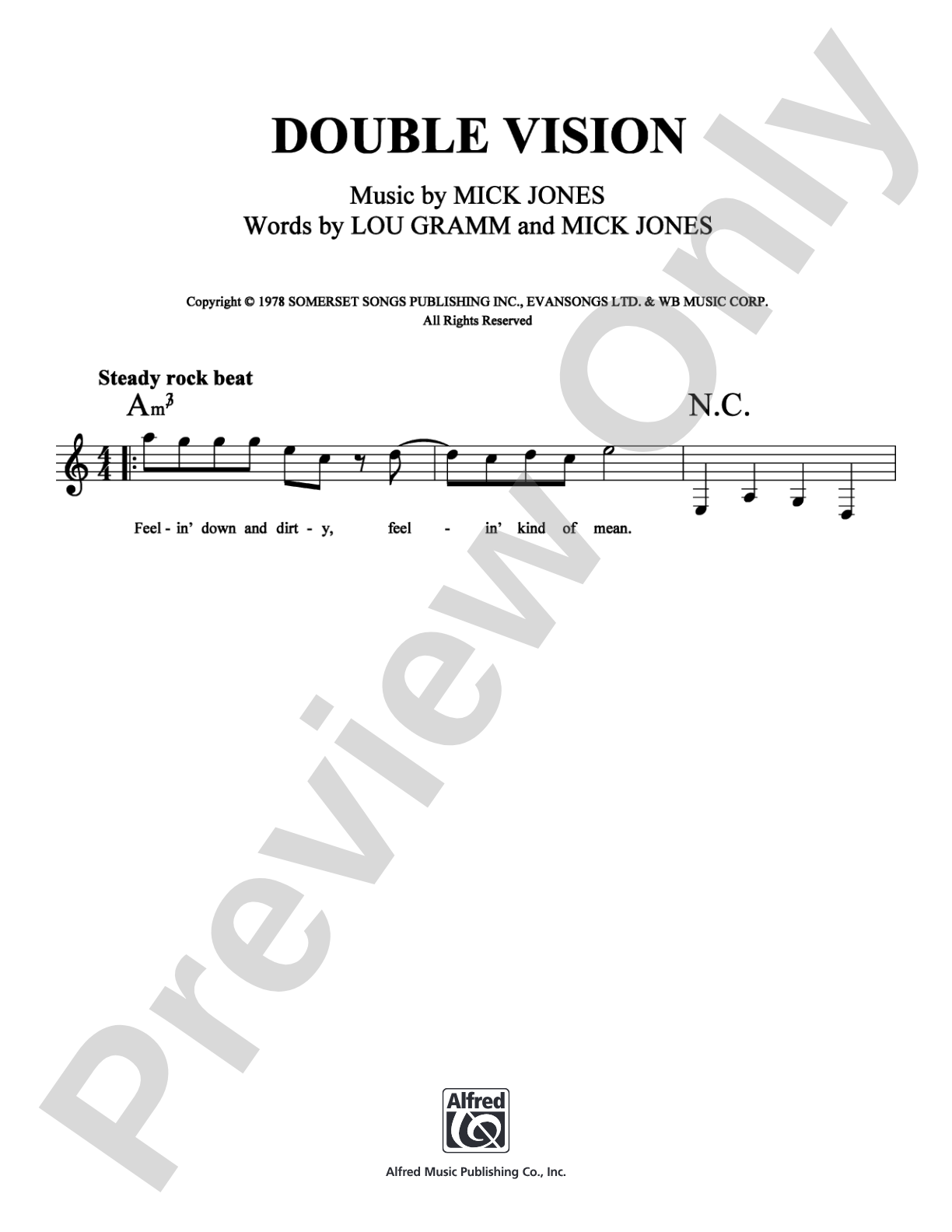 Double Vision: Lead Sheet Digital Sheet Music