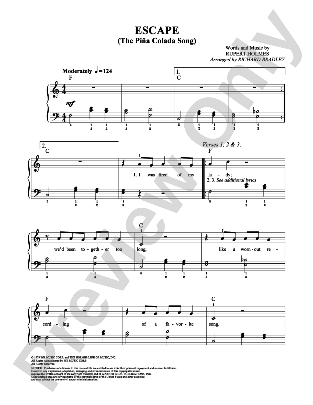 Escape: Easy Piano Digital Sheet Music