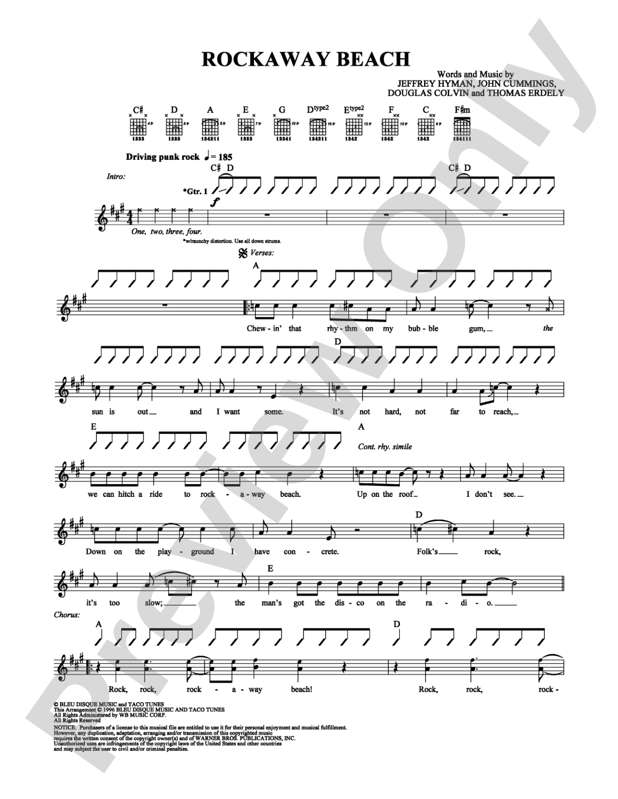 Rockaway Beach: Guitar TAB Digital Sheet Music