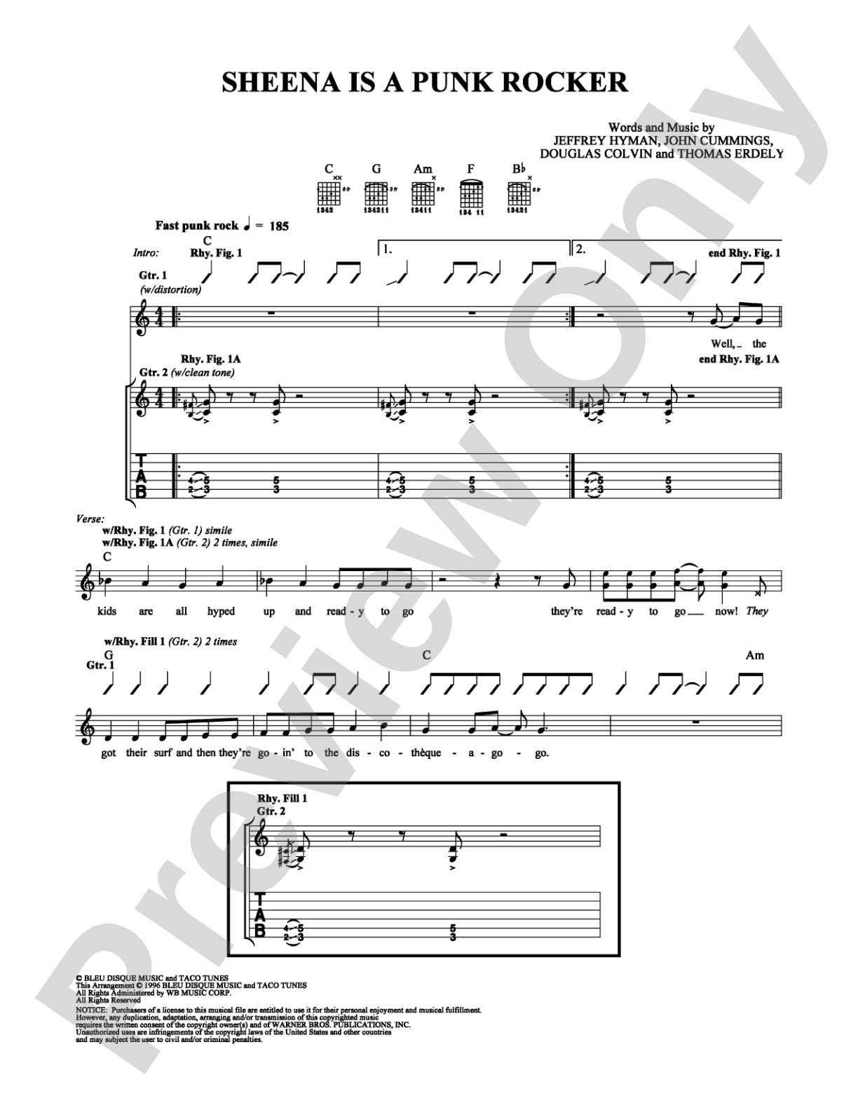Sheena Is a Punk Rocker: Guitar TAB Digital Sheet Music