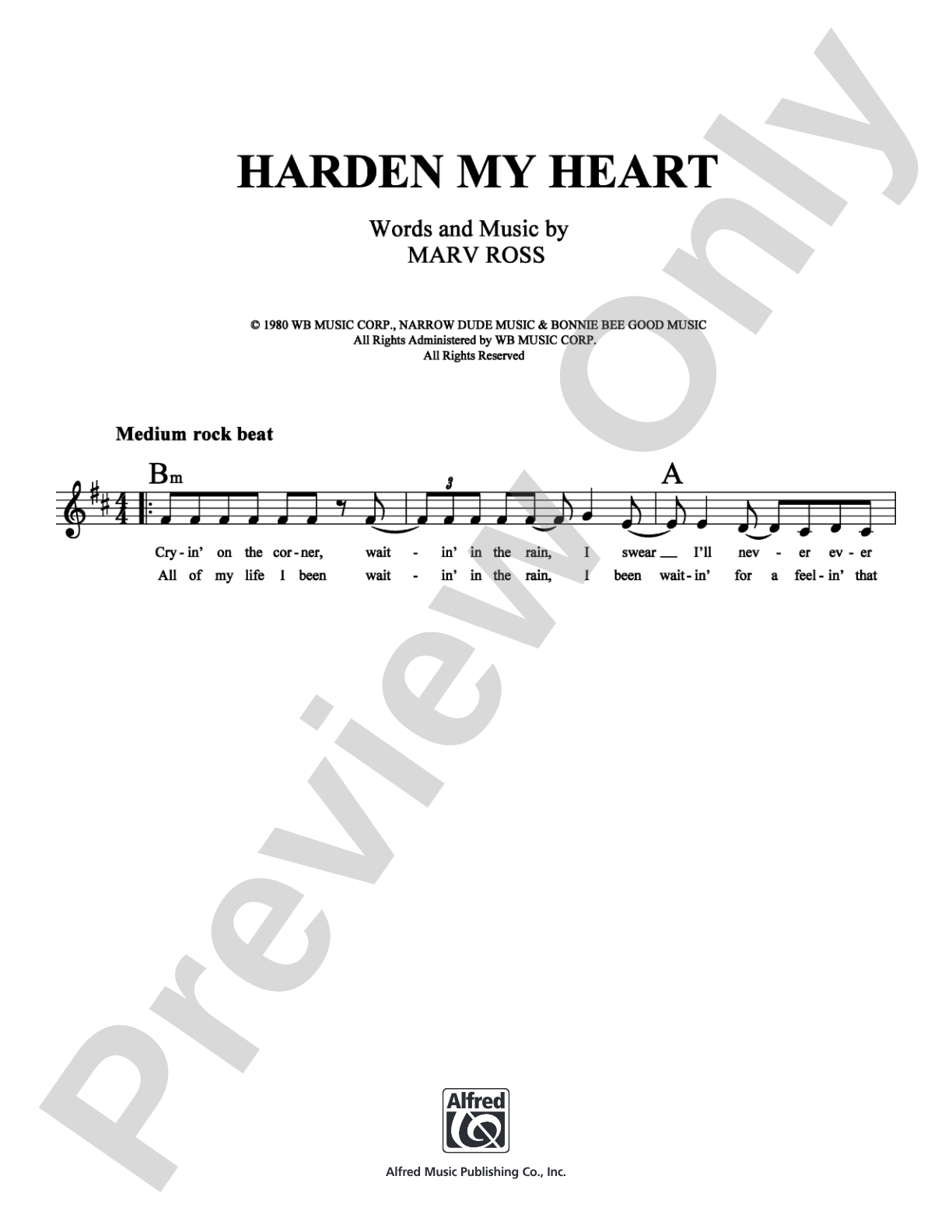 Harden My Heart: Lead Sheet Digital Sheet Music