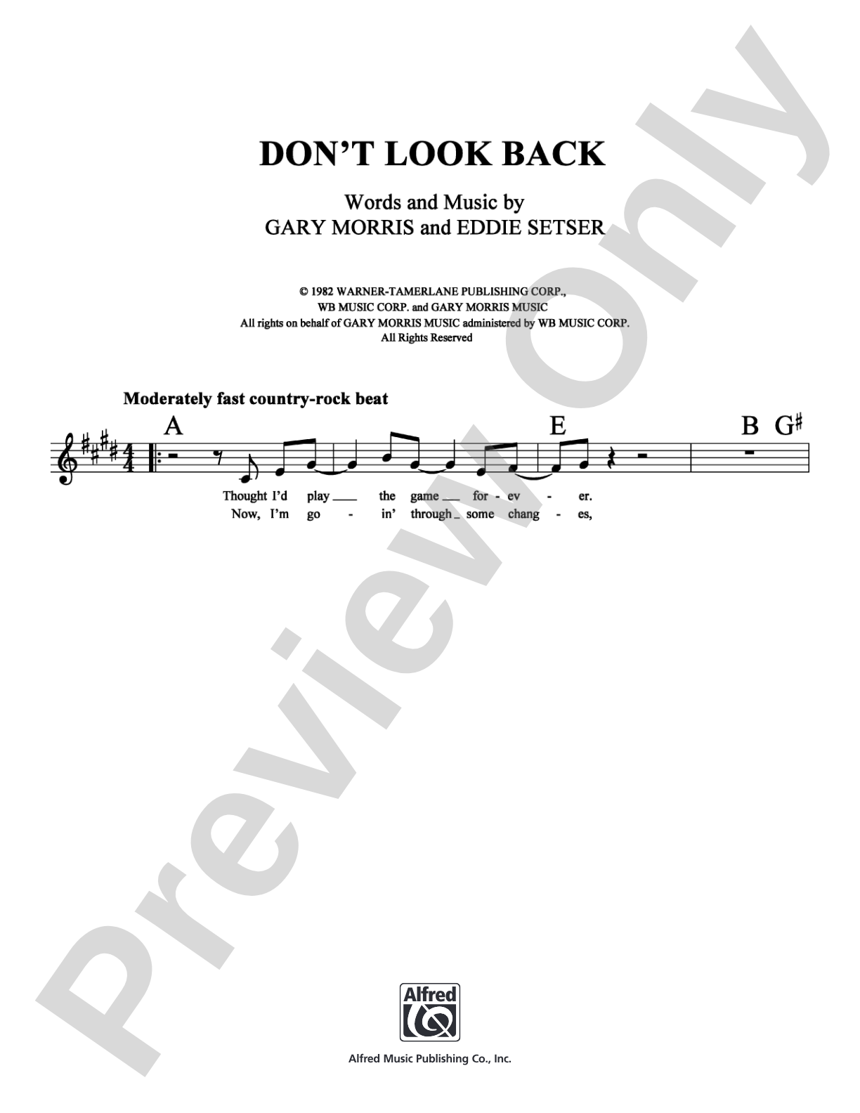 Don't Look Back: Lead Sheet Digital Sheet Music