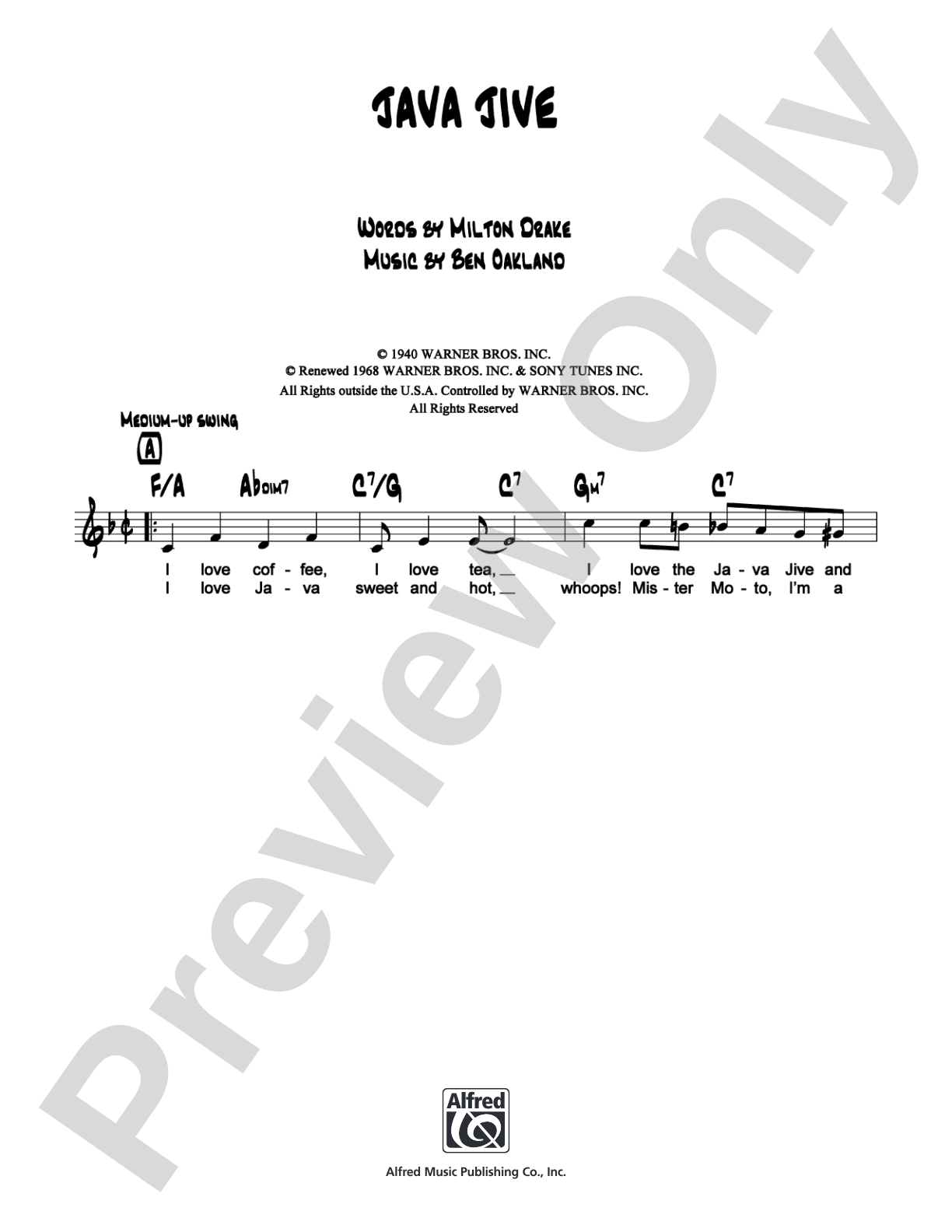 Java Jive: Lead Sheet Digital Sheet Music