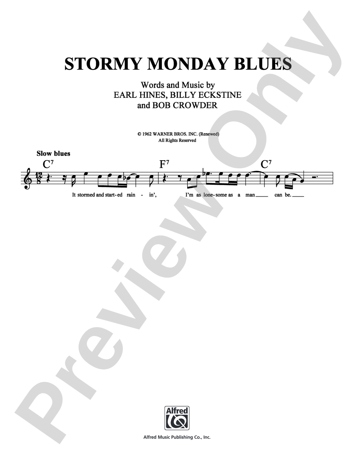 Stormy Monday Blues: Lead Sheet Digital Sheet Music