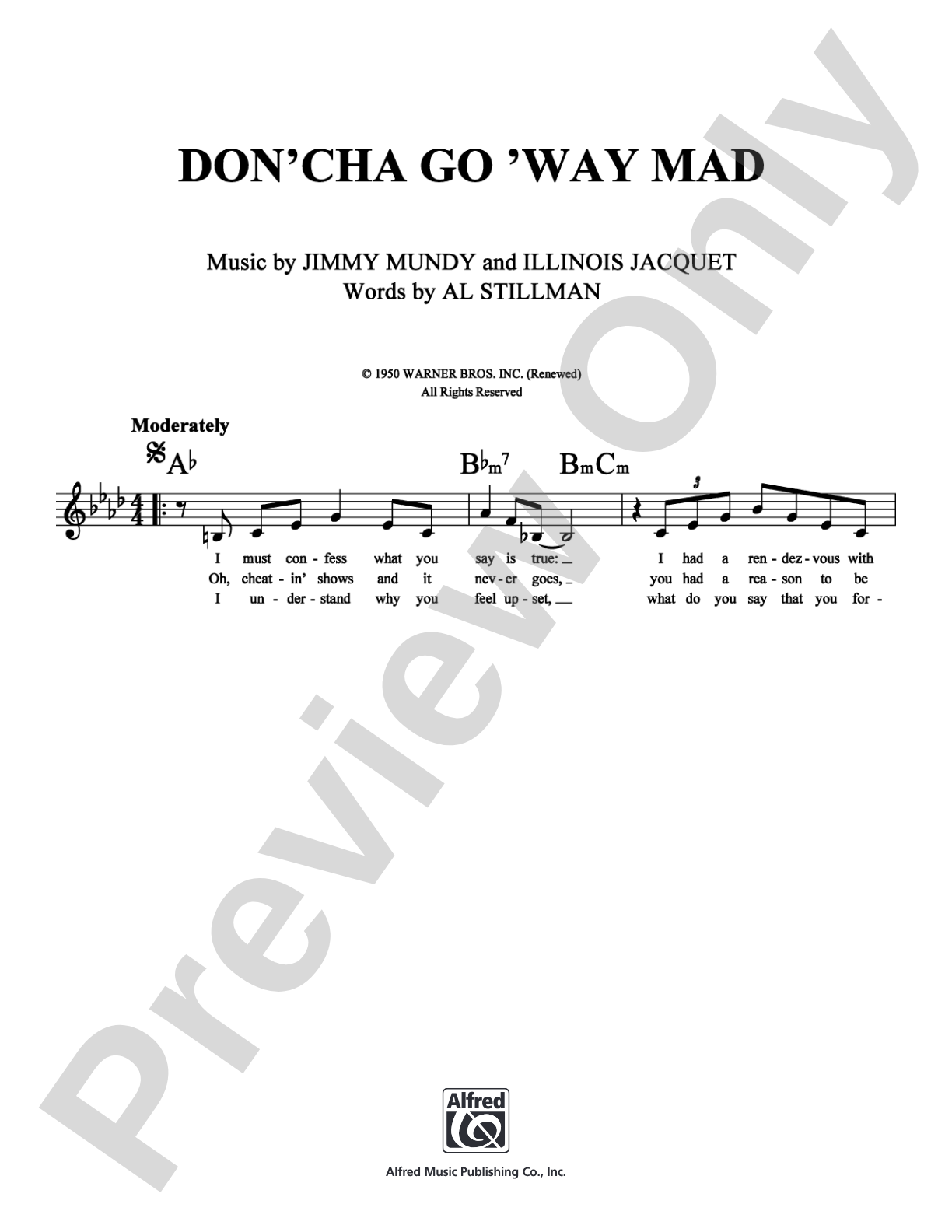 Don'cha Go 'Way Mad: Lead Sheet Digital Sheet Music