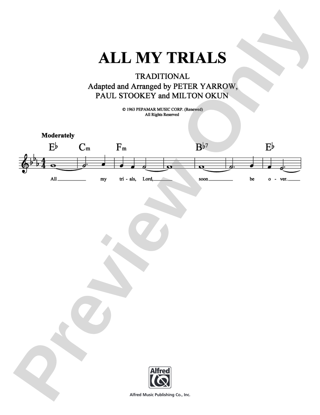 All My Trials: Lead Sheet Digital Sheet Music