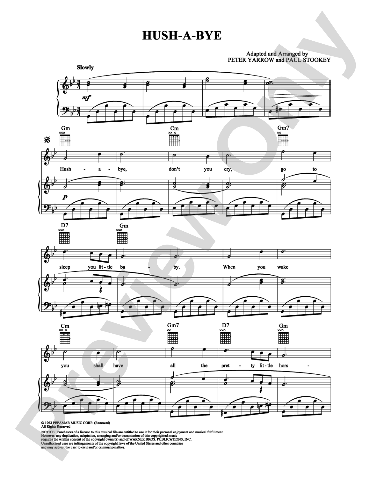 Hush-A-Bye: Piano/Vocal/Chords Digital Sheet Music