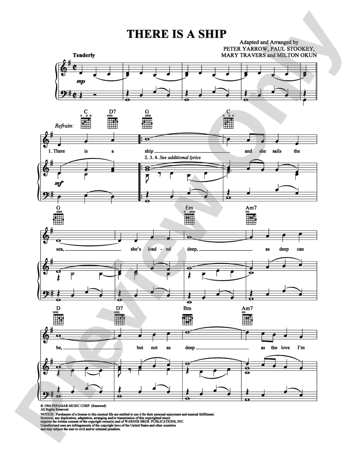 There is a Ship: Piano/Vocal/Chords Digital Sheet Music