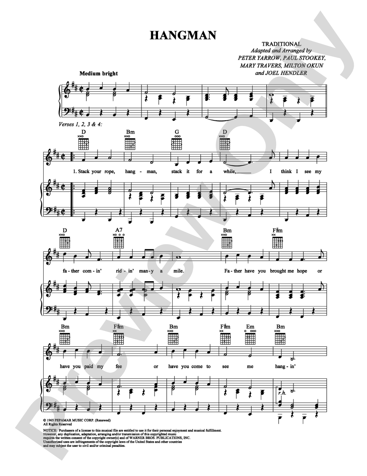 Hangman: Piano/Vocal/Chords Digital Sheet Music