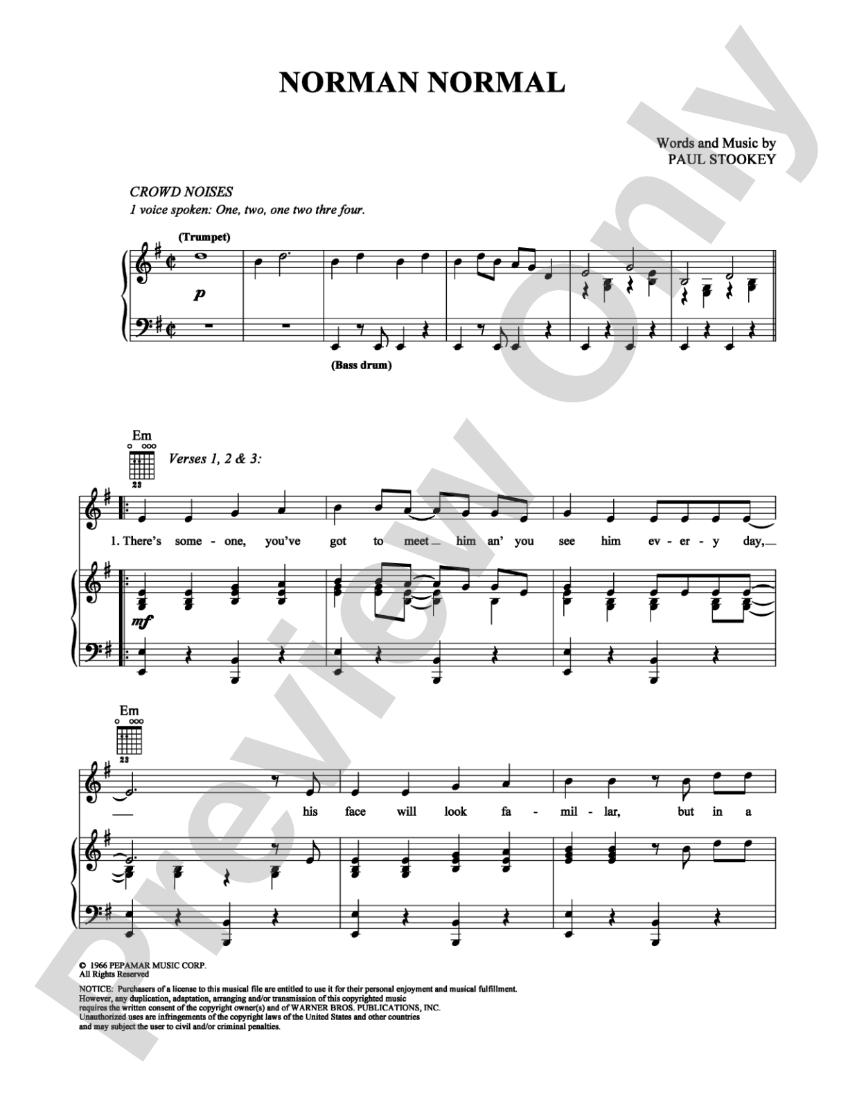 Norman Normal: Piano/Vocal/Chords Digital Sheet Music