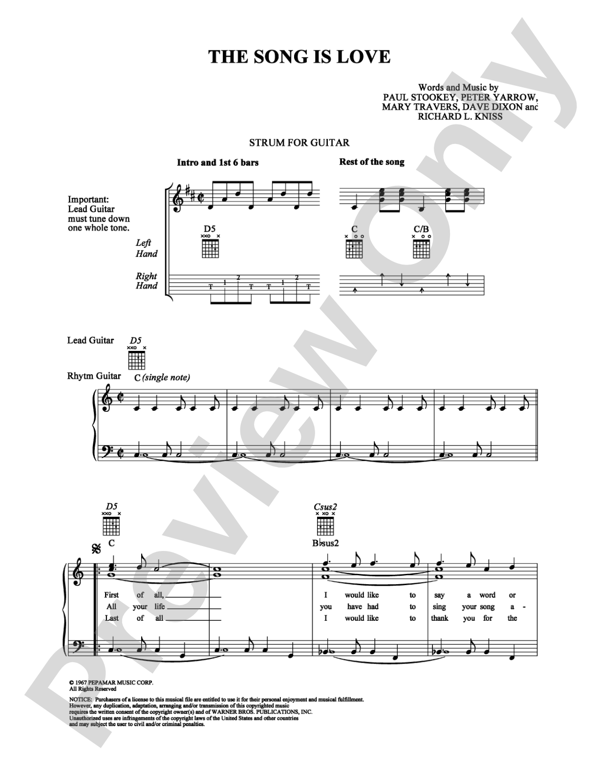 The Song Is Love: Piano/Vocal/Chords Digital Sheet Music
