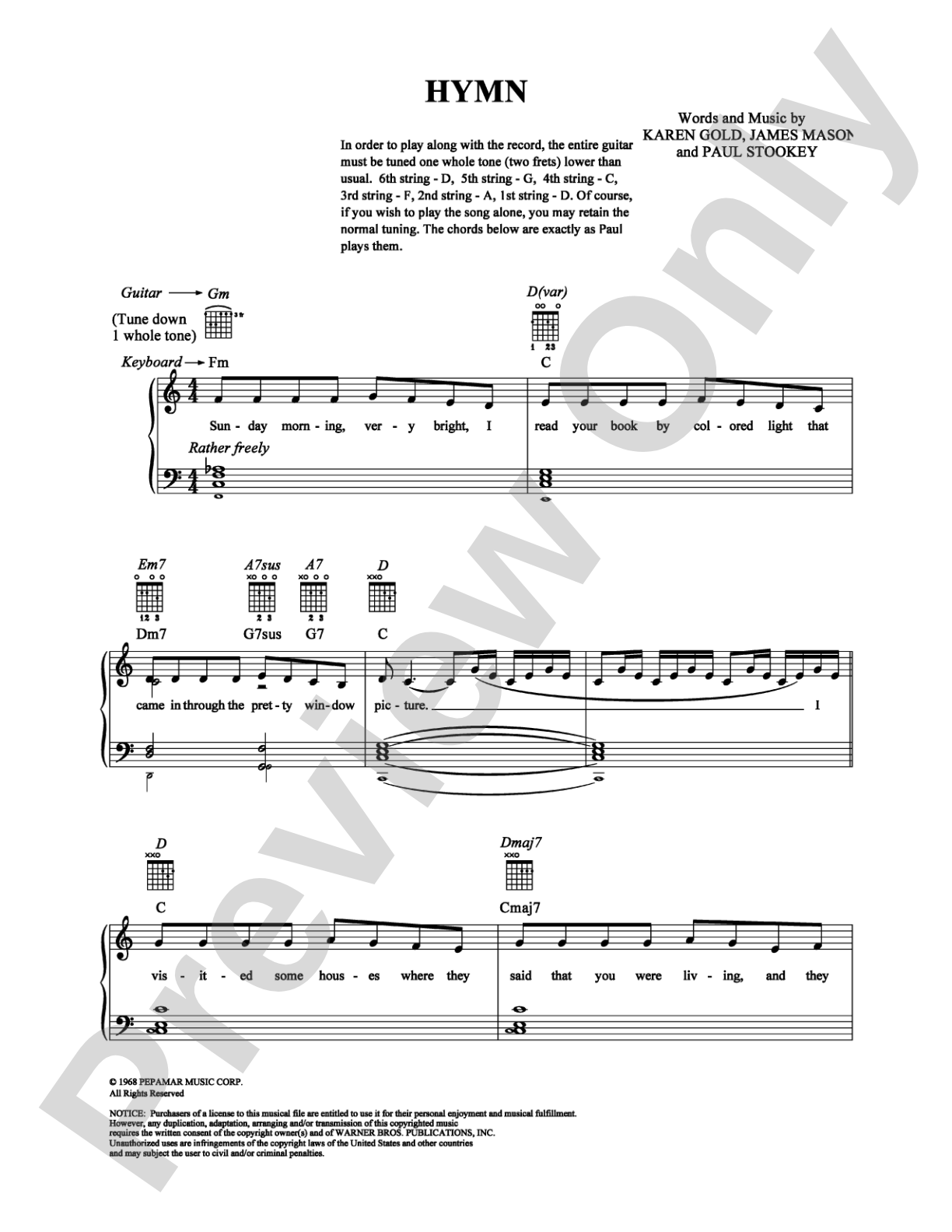 Hymn: Piano/Vocal/Chords Digital Sheet Music