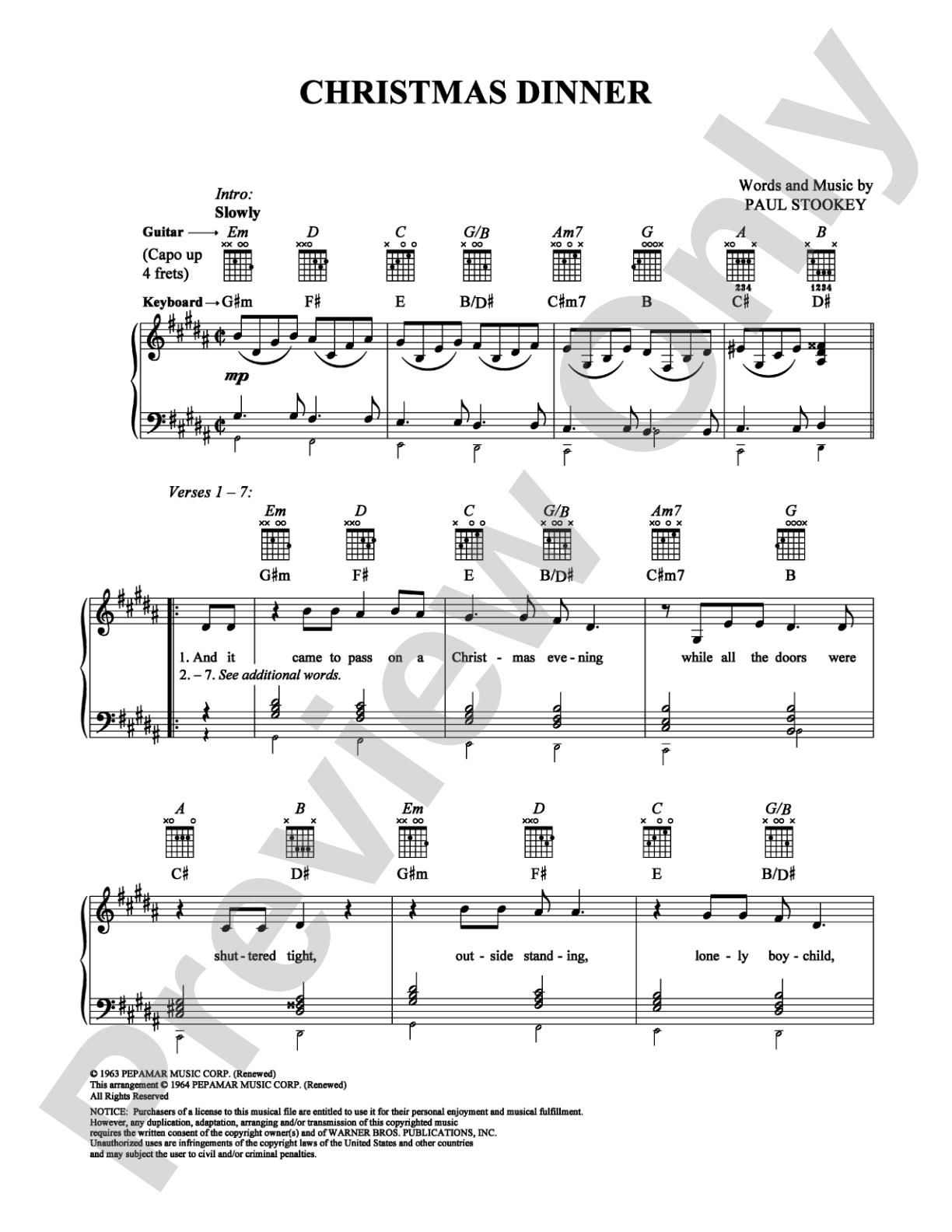 Christmas Dinner: Piano/Vocal/Chords Digital Sheet Music