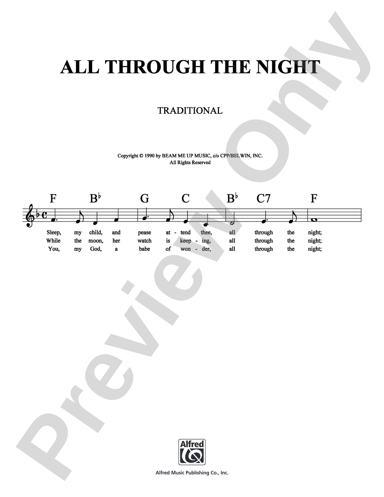 All Through the Night: Lead Sheet Digital Sheet Music