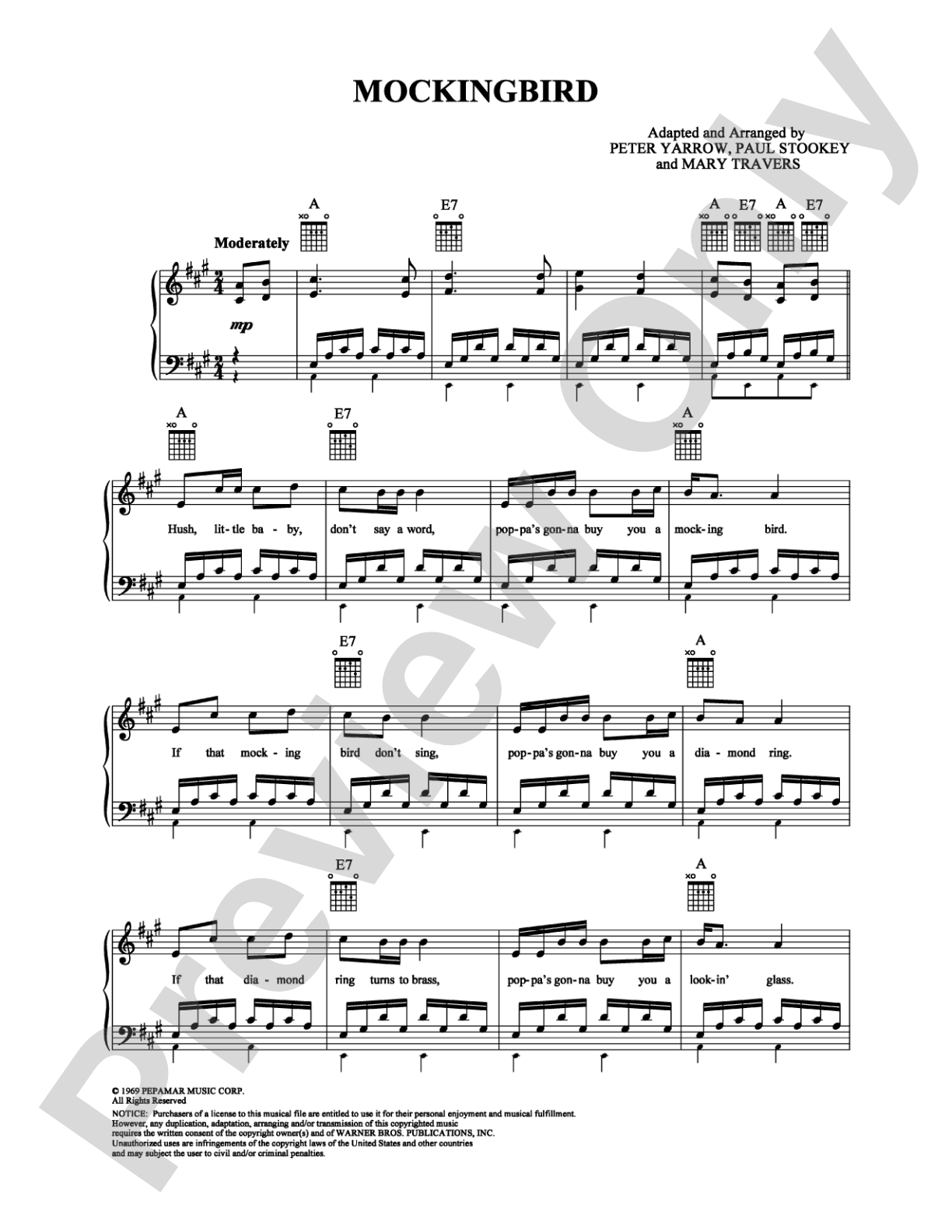 Mockingbird: Piano/Vocal/Chords Digital Sheet Music