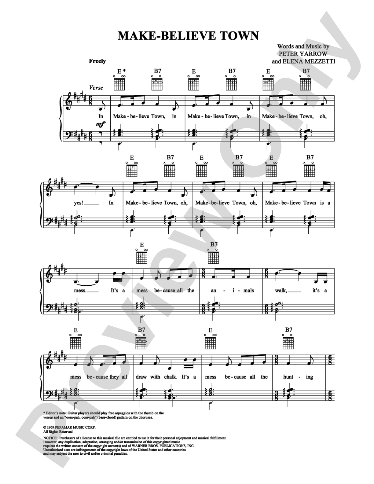 Make-Believe Town: Piano/Vocal/Chords Digital Sheet Music