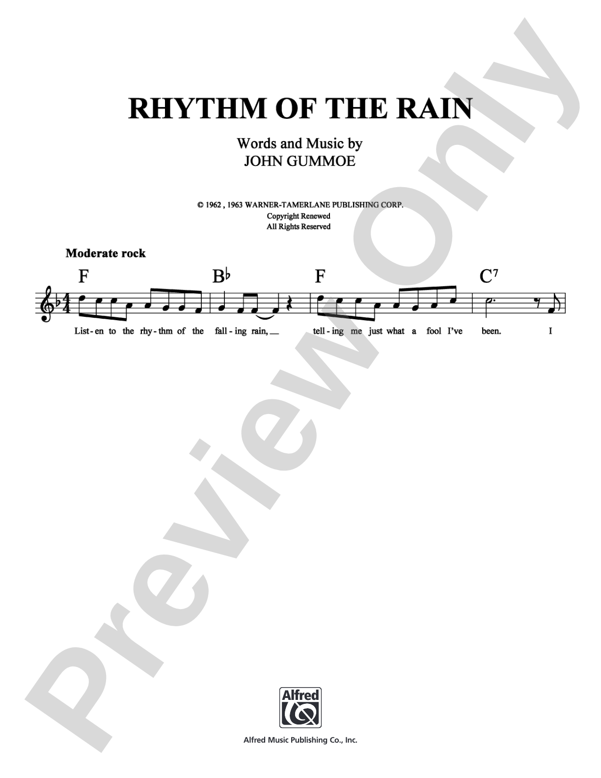 Rhythm of the Rain: Lead Sheet Digital Sheet Music