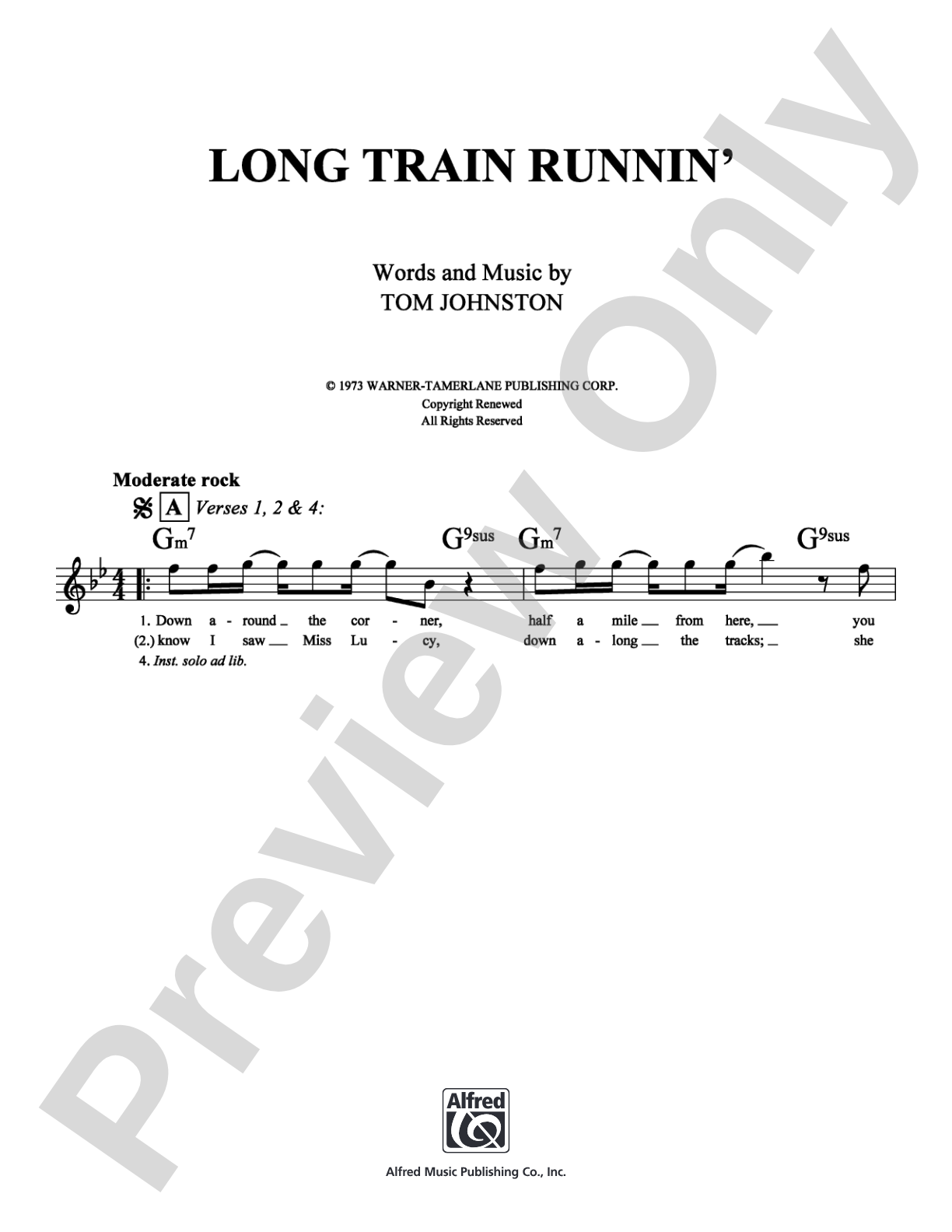 Long Train Runnin': Lead Sheet Digital Sheet Music