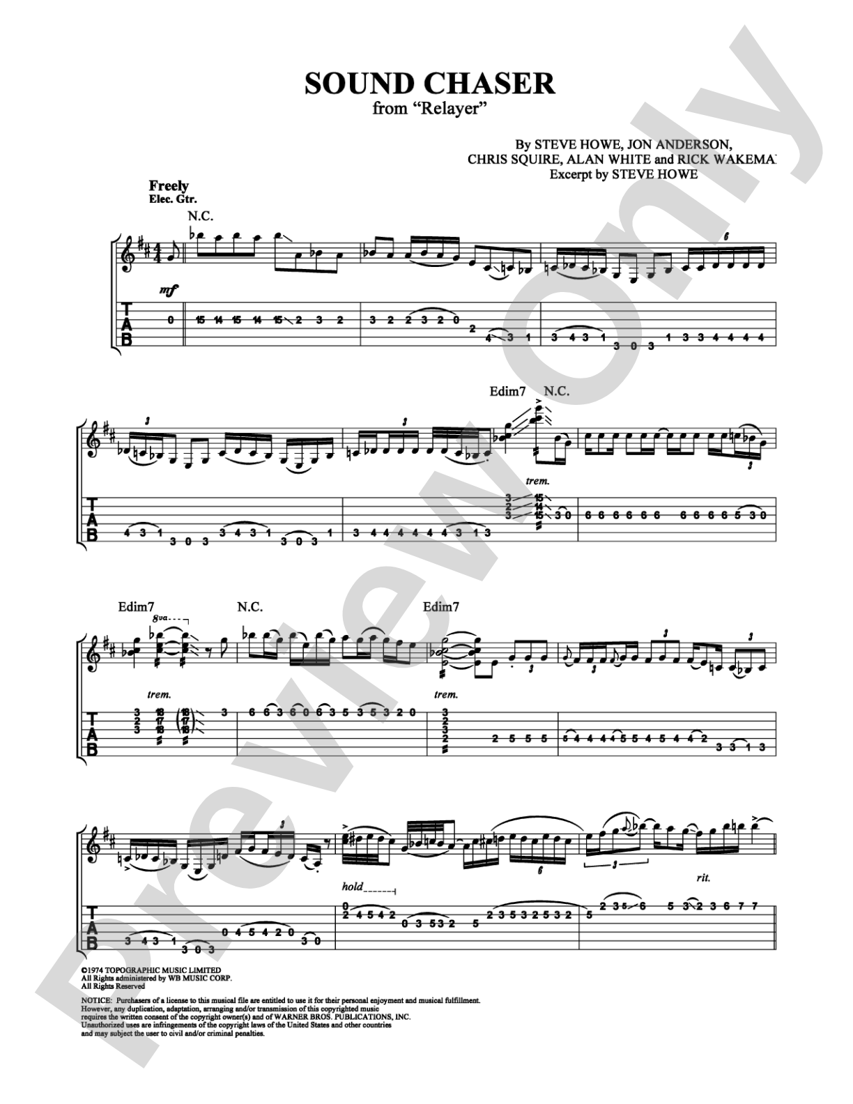 Sound Chaser: Guitar TAB Digital Sheet Music