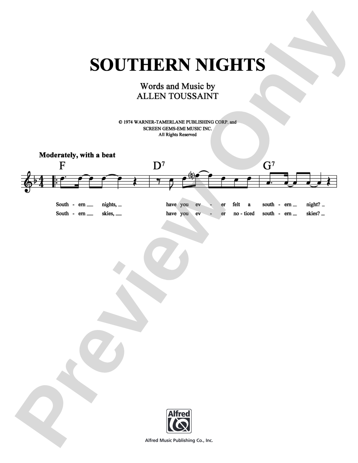Southern Nights: Lead Sheet Digital Sheet Music