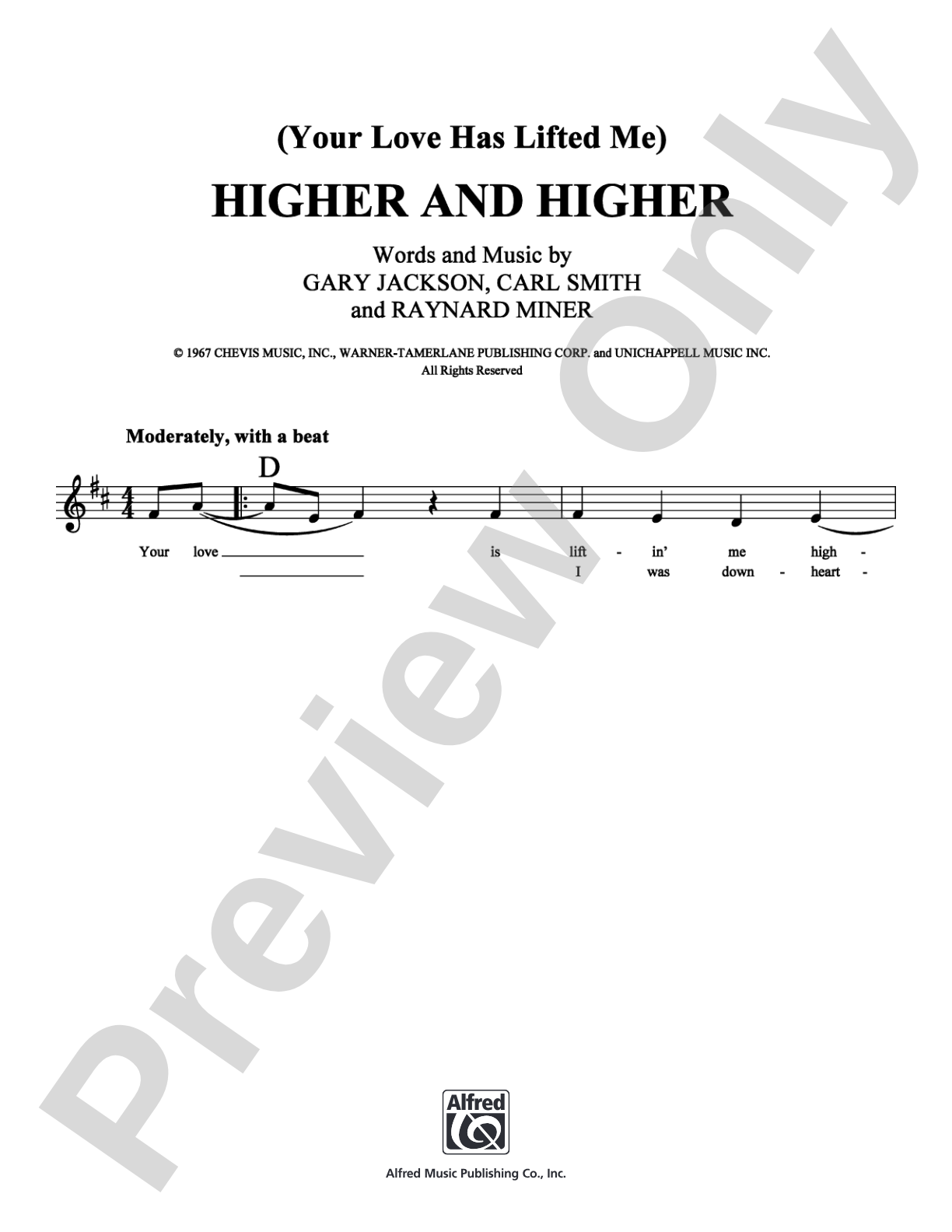 (Your Love Has Lifted Me) Higher and Higher: Lead Sheet Digital Sheet Music