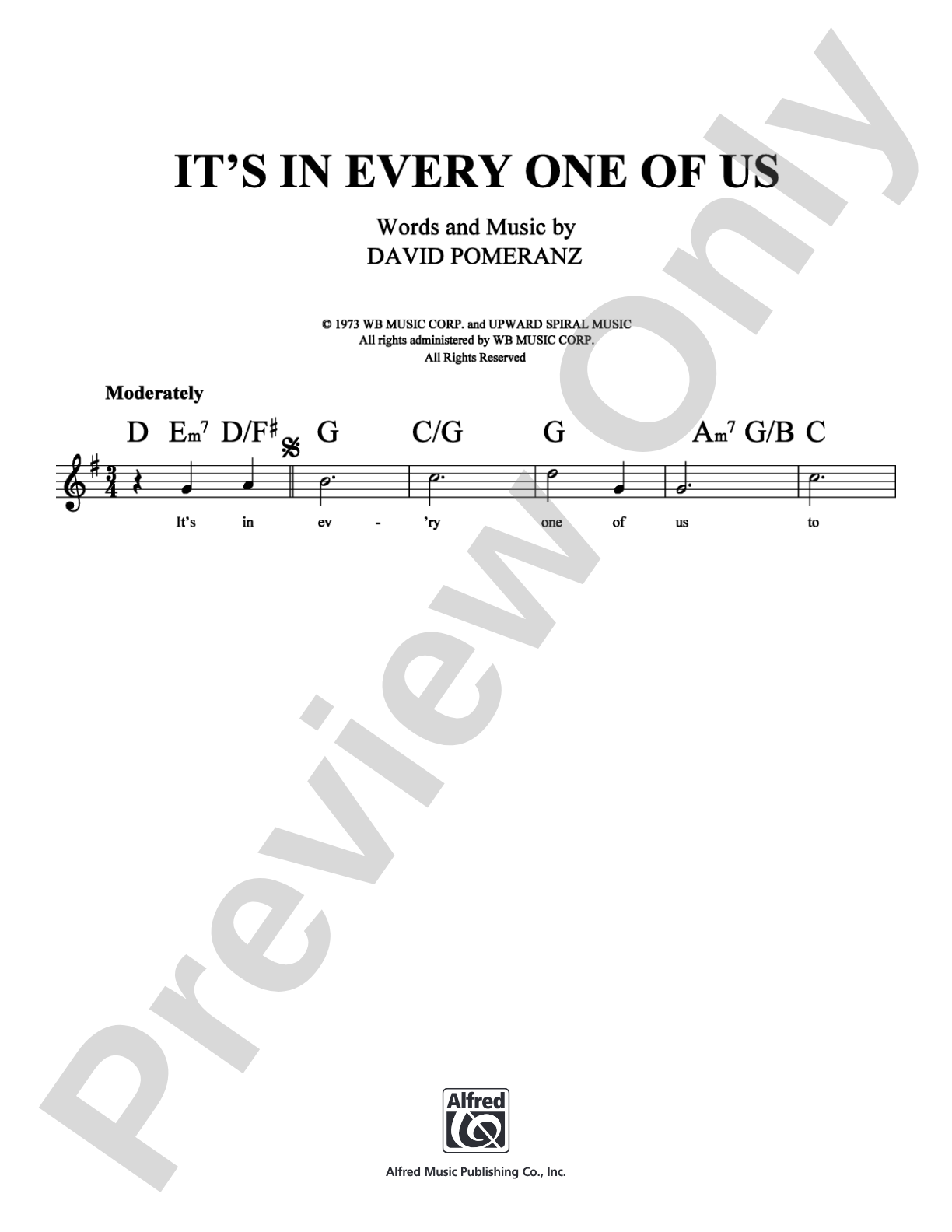 It's In Every One of Us: Lead Sheet Digital Sheet Music