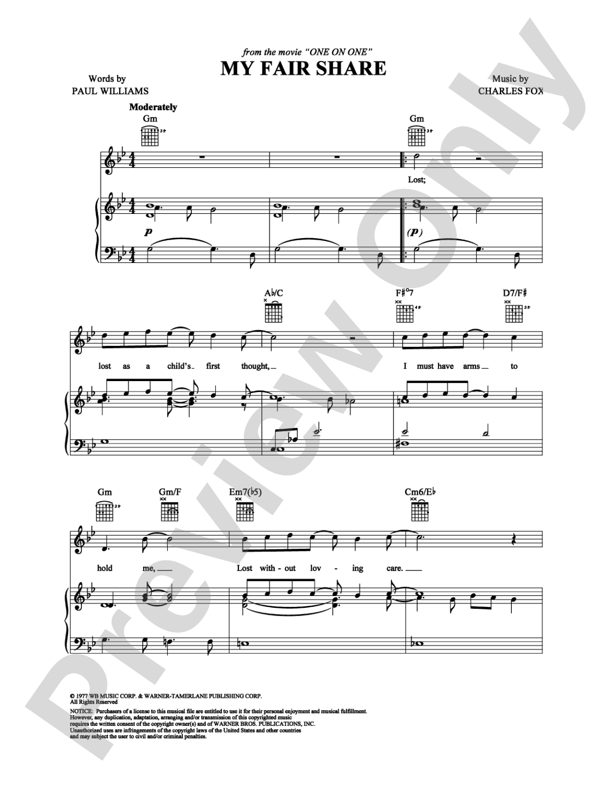 My Fair Share: Piano/Vocal/Chords Digital Sheet Music