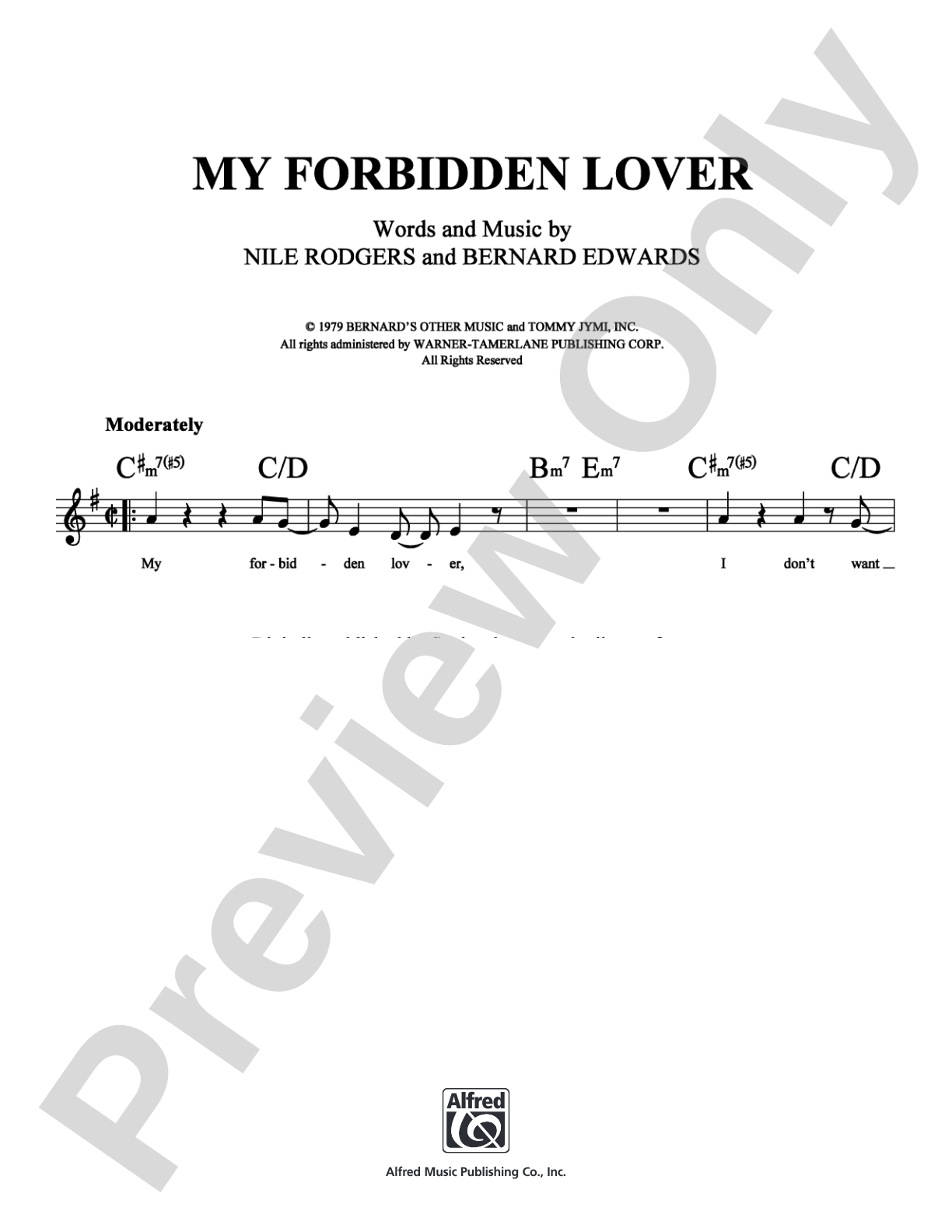 My Forbidden Lover: Lead Sheet Digital Sheet Music