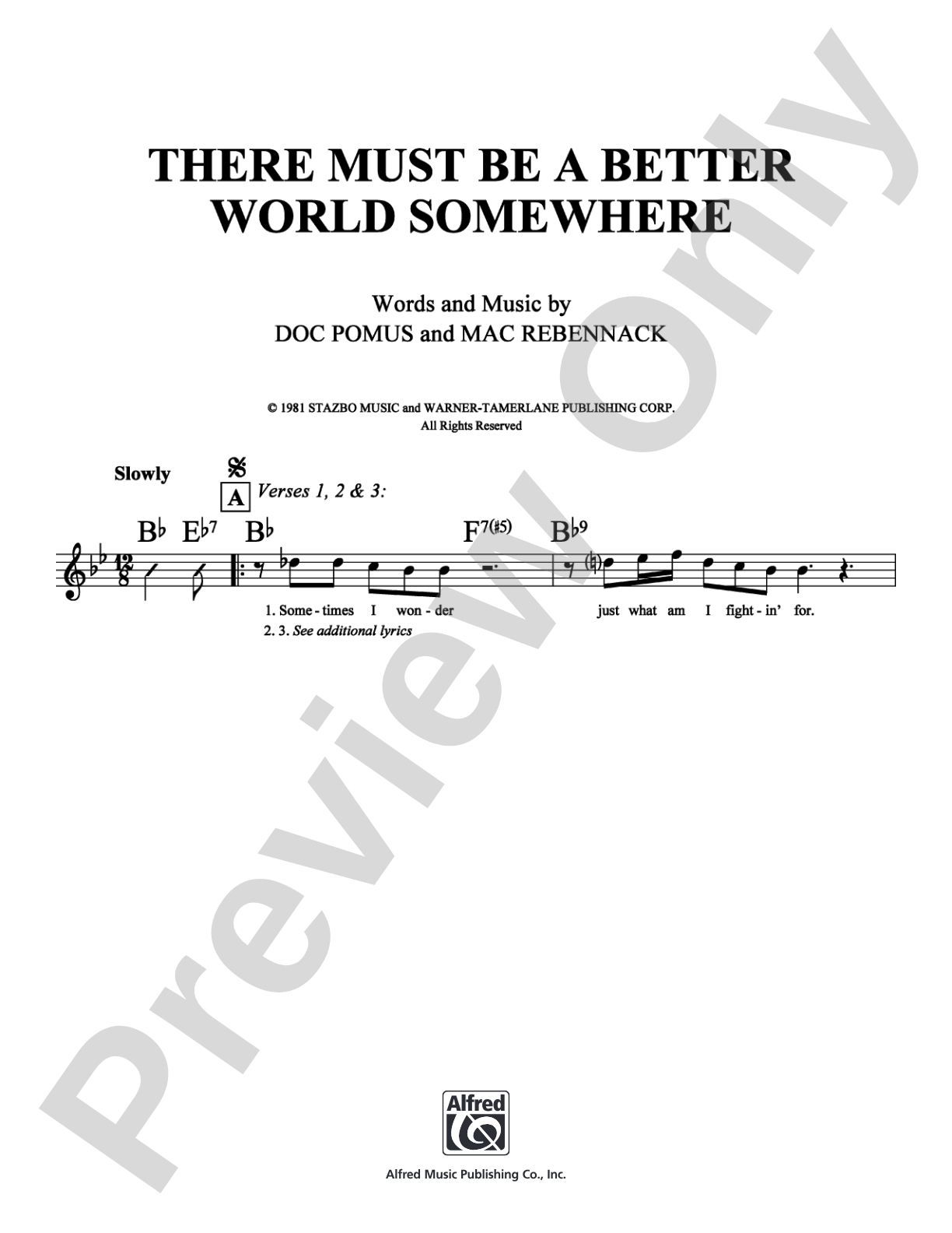 There Must Be a Better World Somewhere: Lead Sheet Digital Sheet Music