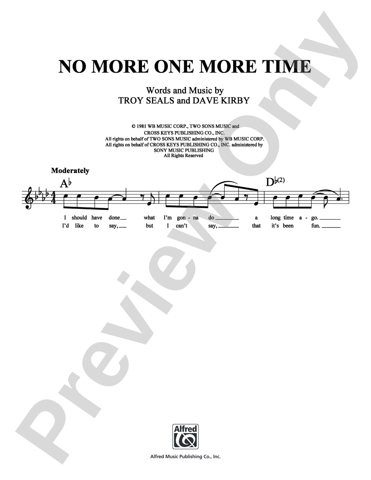 No More One More Time: Lead Sheet Digital Sheet Music