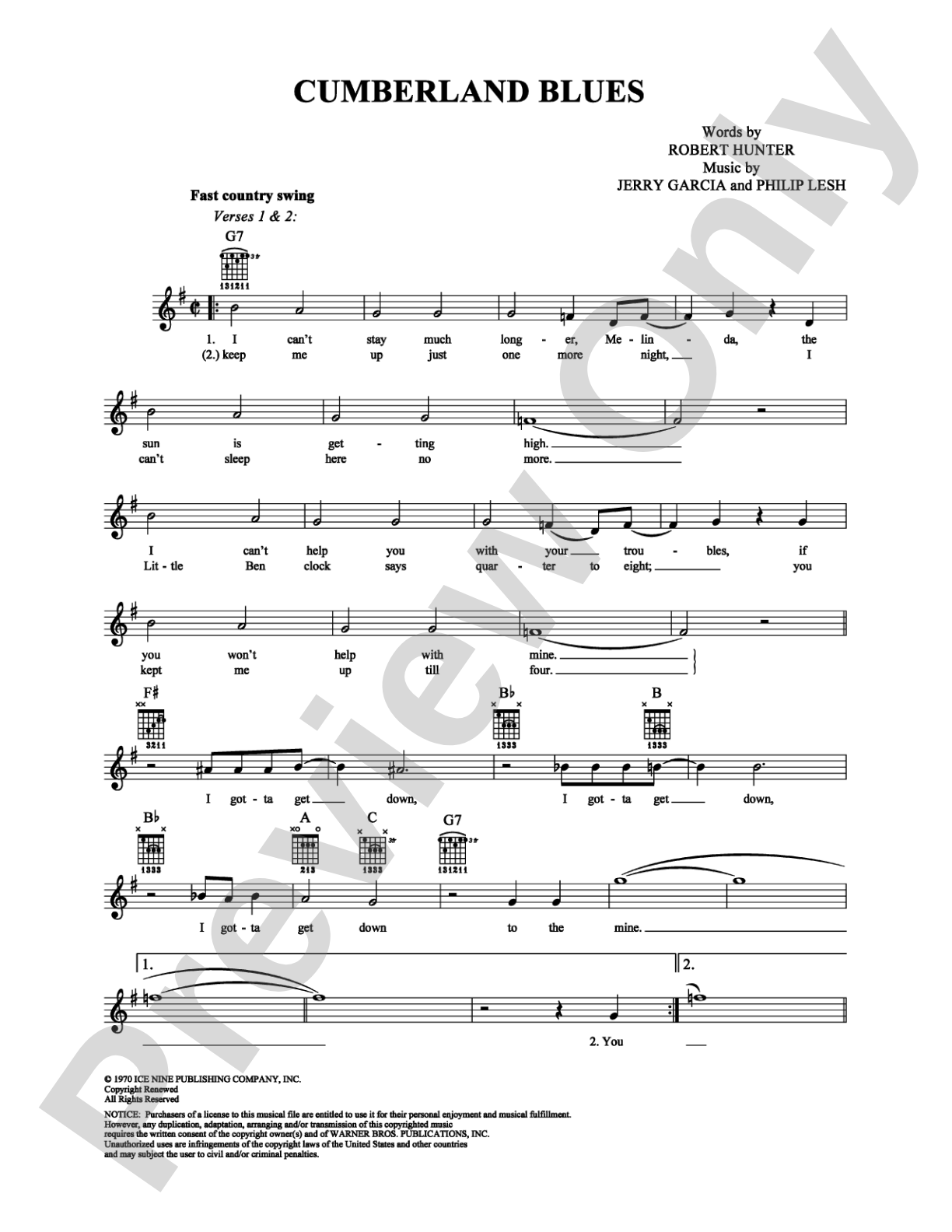 Cumberland Blues: Easy Guitar Digital Sheet Music