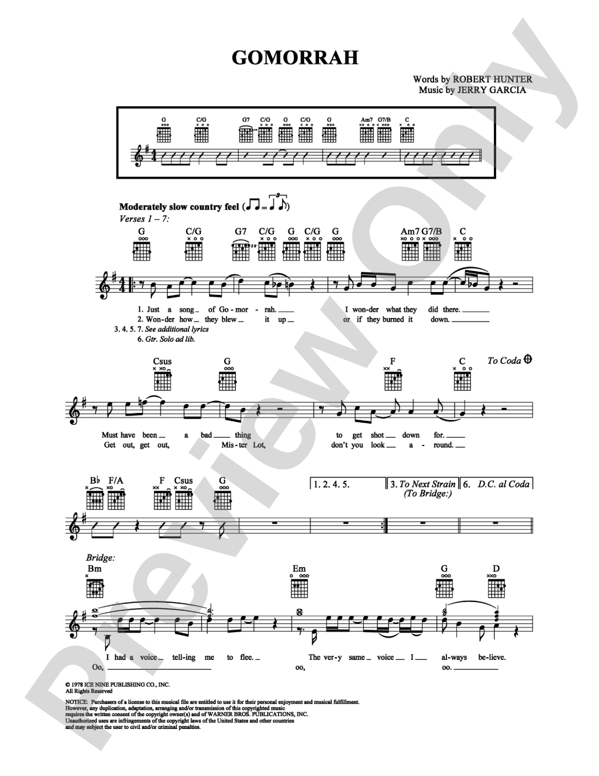 Gomorrah: Easy Guitar Digital Sheet Music