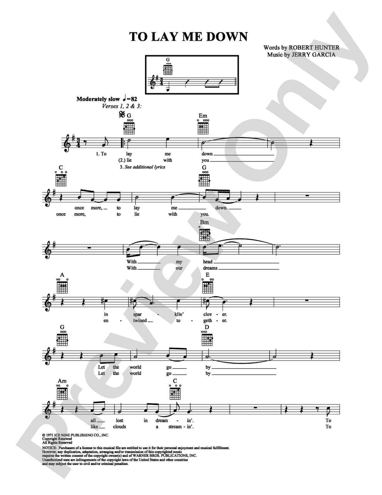 To Lay Me Down: Easy Guitar Digital Sheet Music