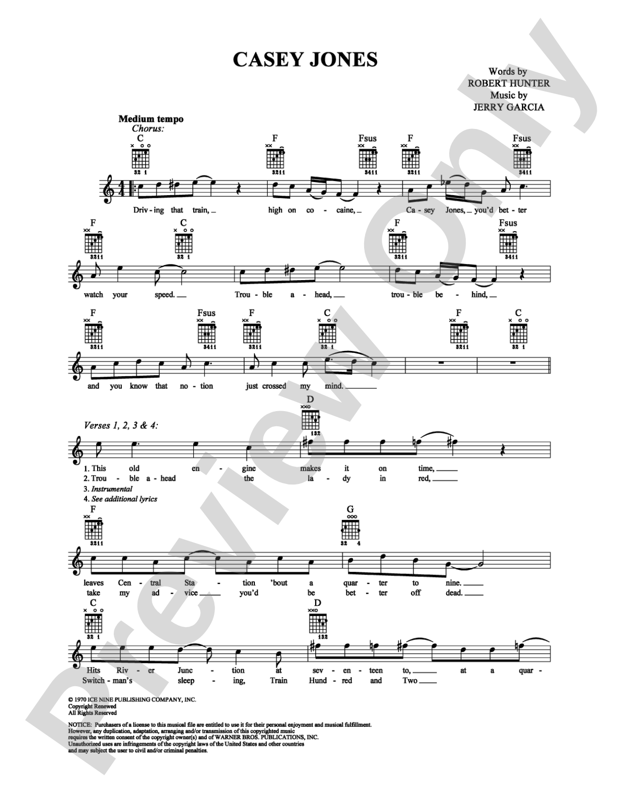 Casey Jones: Easy Guitar Digital Sheet Music