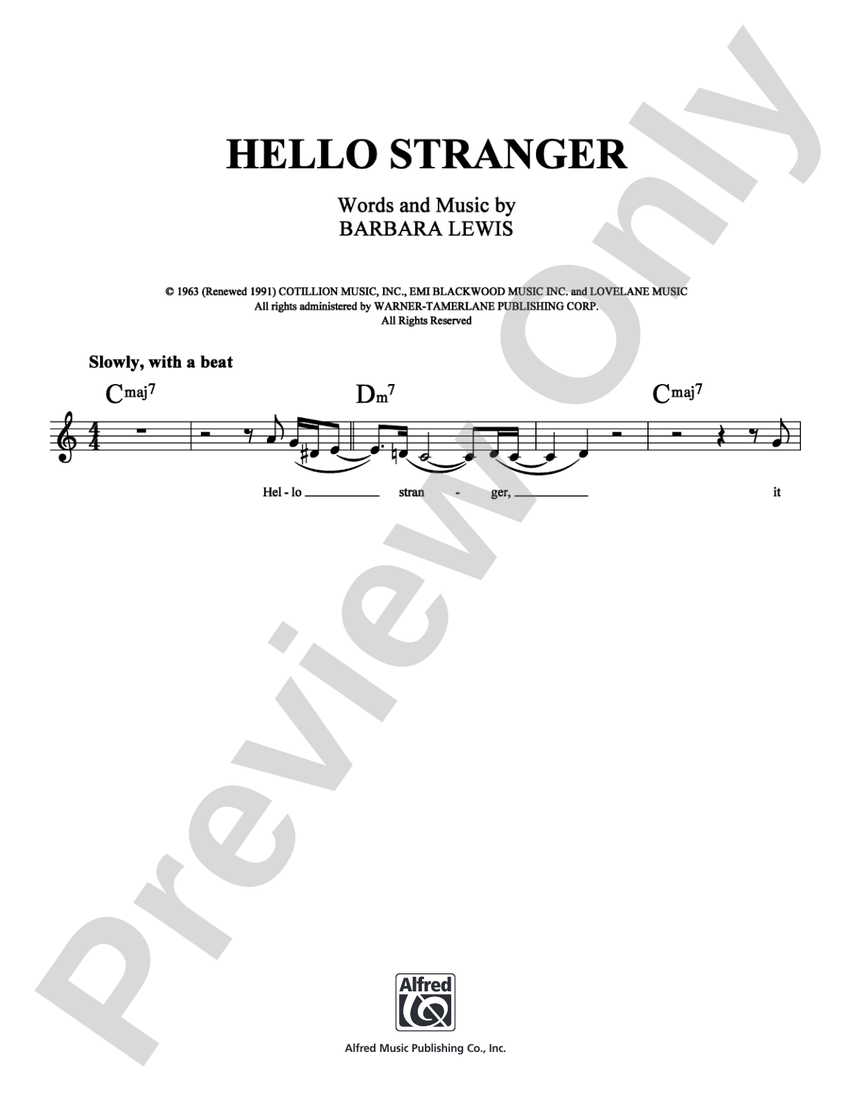 Hello Stranger: Lead Sheet Digital Sheet Music