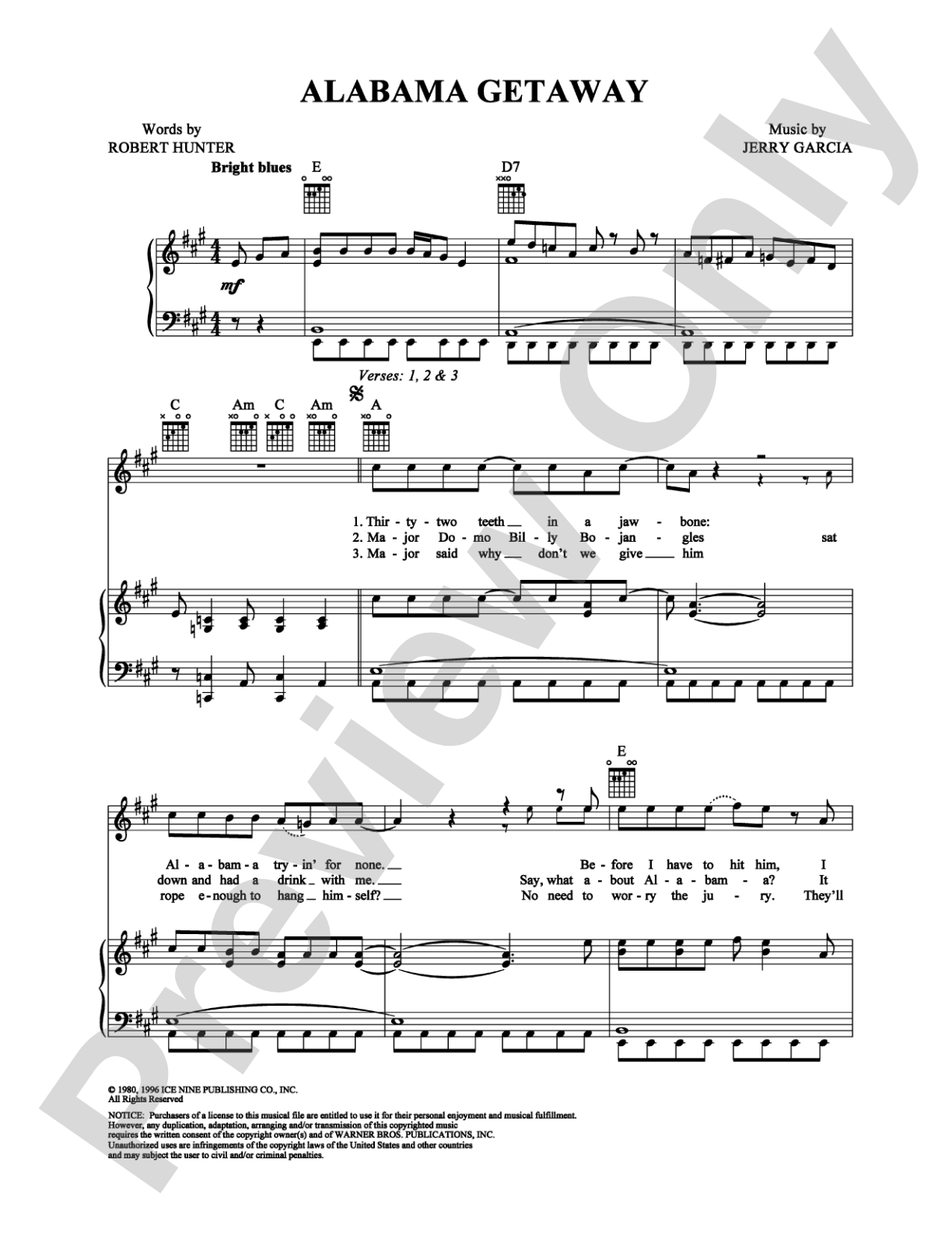 Alabama Getaway: Piano/Vocal/Chords Digital Sheet Music