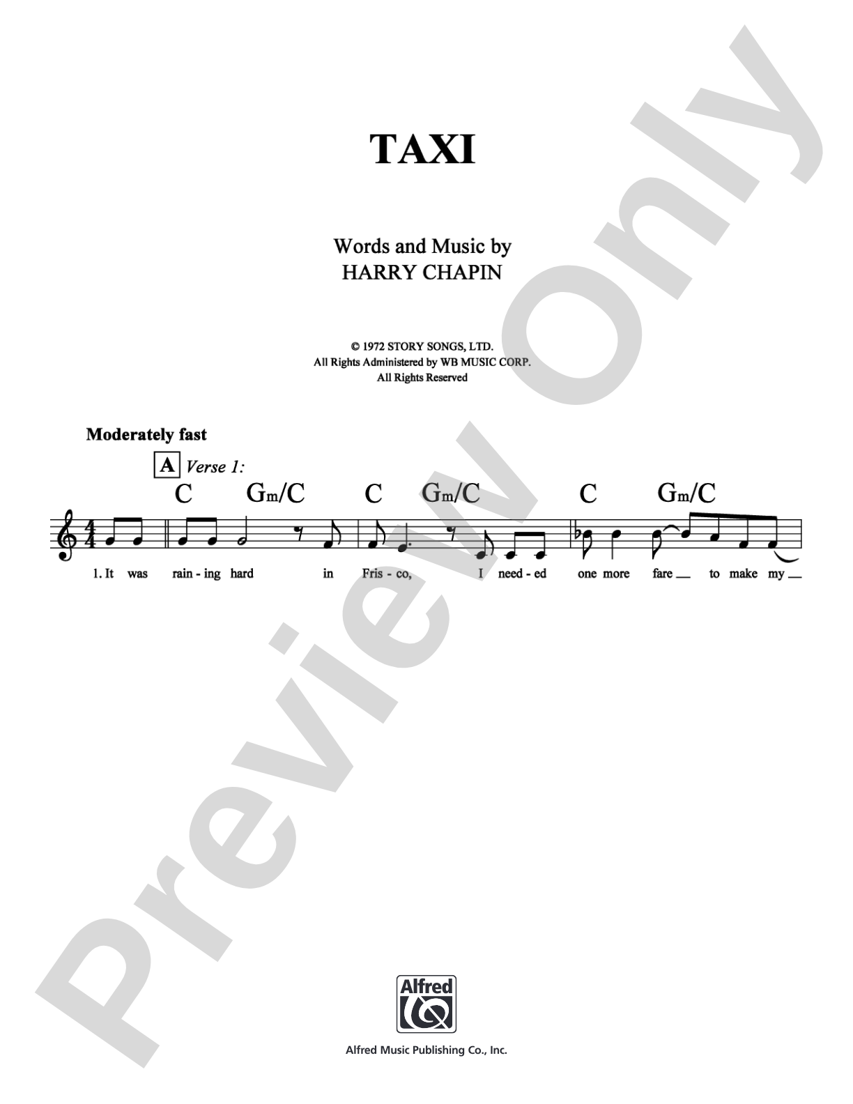 Taxi: Lead Sheet Digital Sheet Music