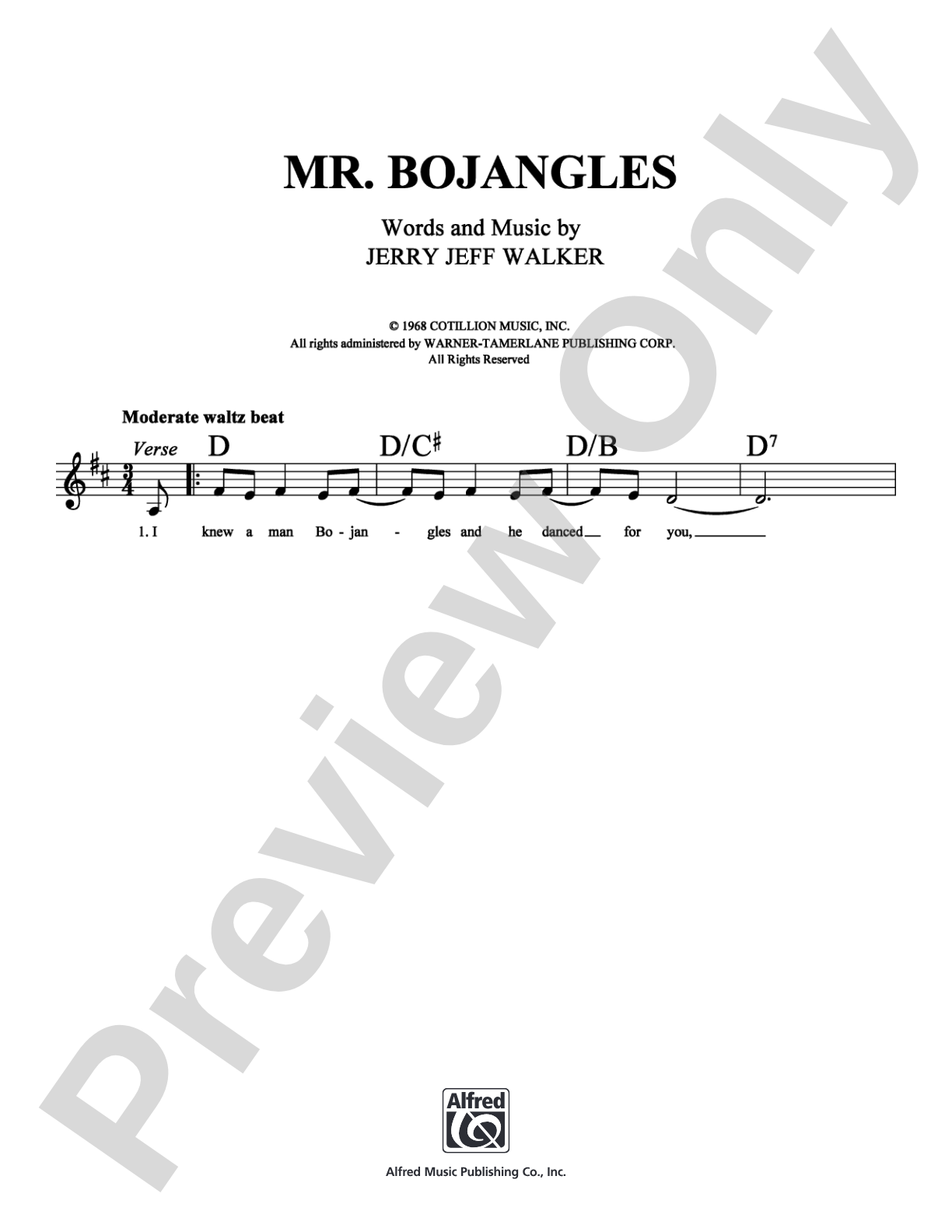 Mr. Bojangles: Lead Sheet Digital Sheet Music