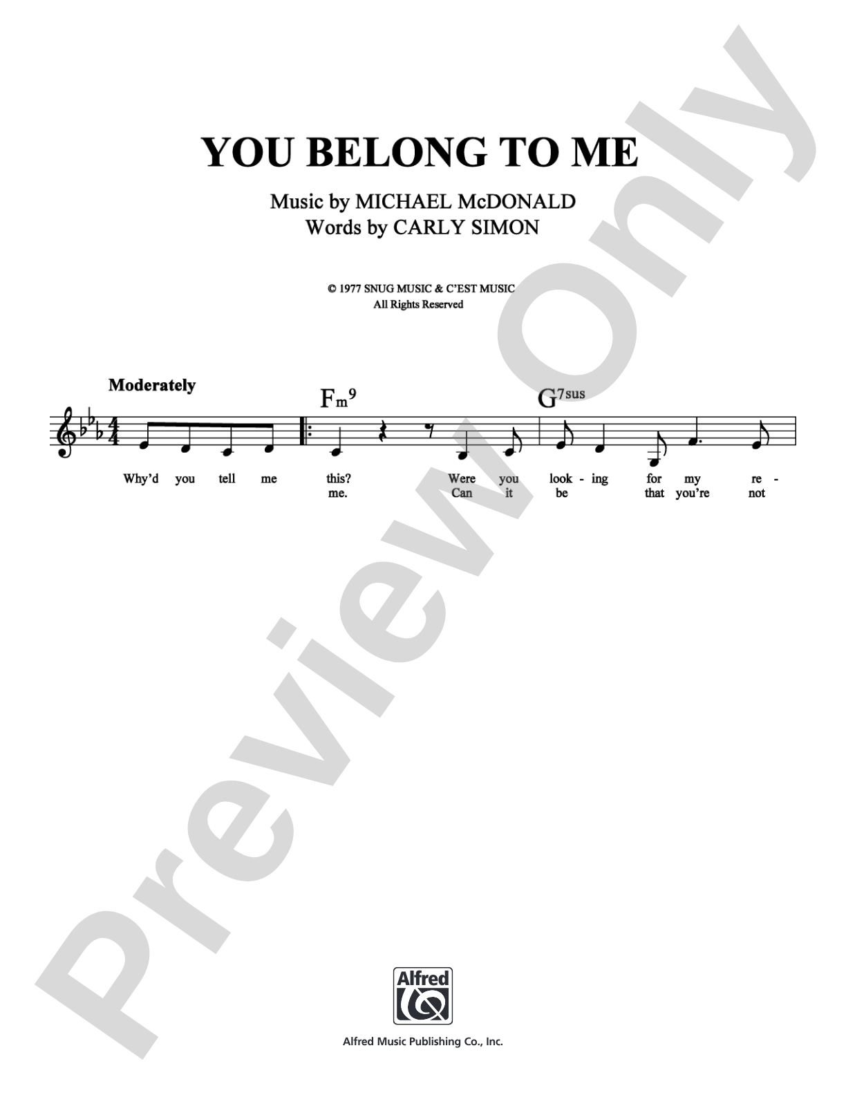 You Belong To Me: Lead Sheet Digital Sheet Music