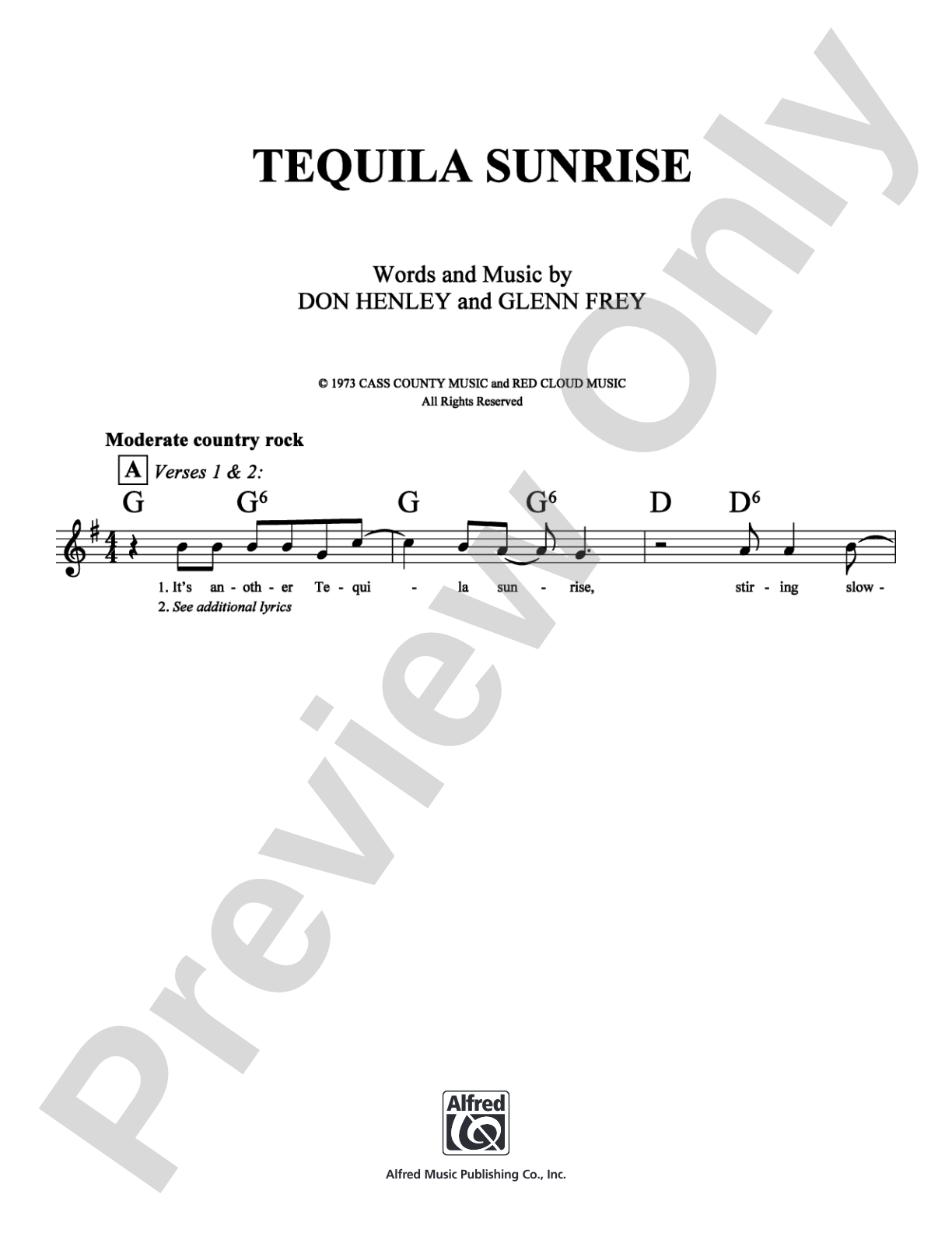 Tequila Sunrise: Lead Sheet Digital Sheet Music