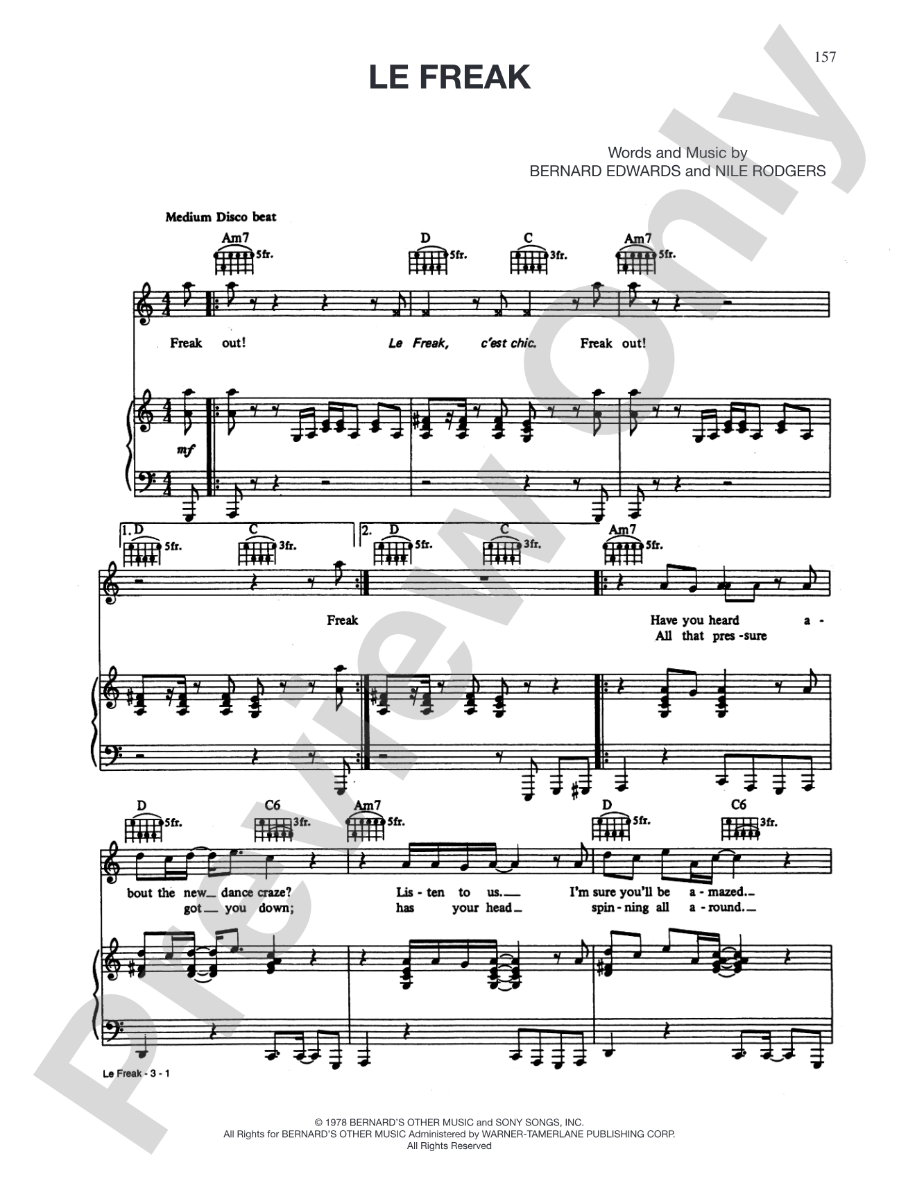 Le Freak: Piano/Vocal/Chords