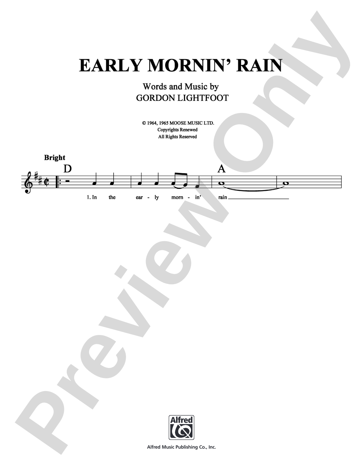 Early Mornin' Rain: Lead Sheet Digital Sheet Music