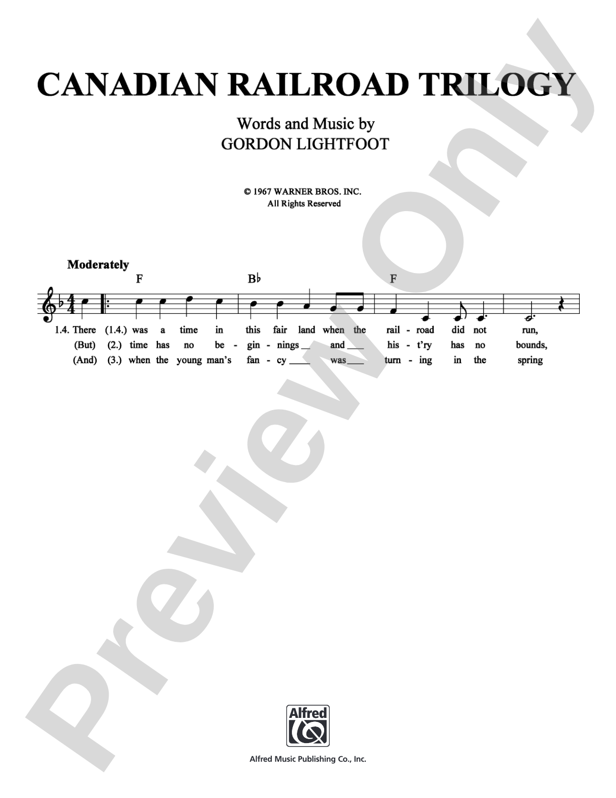 Canadian Railroad Trilogy: Lead Sheet Digital Sheet Music