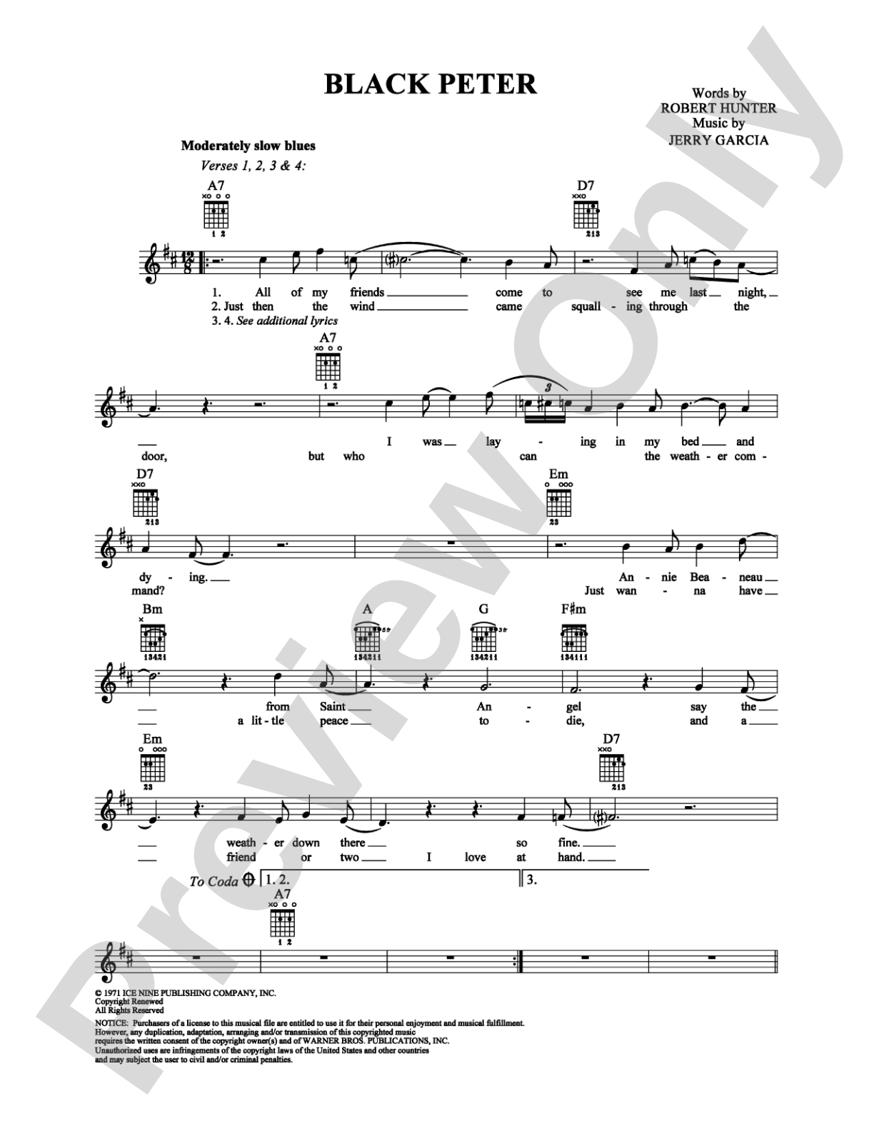 Black Peter: Easy Guitar Digital Sheet Music